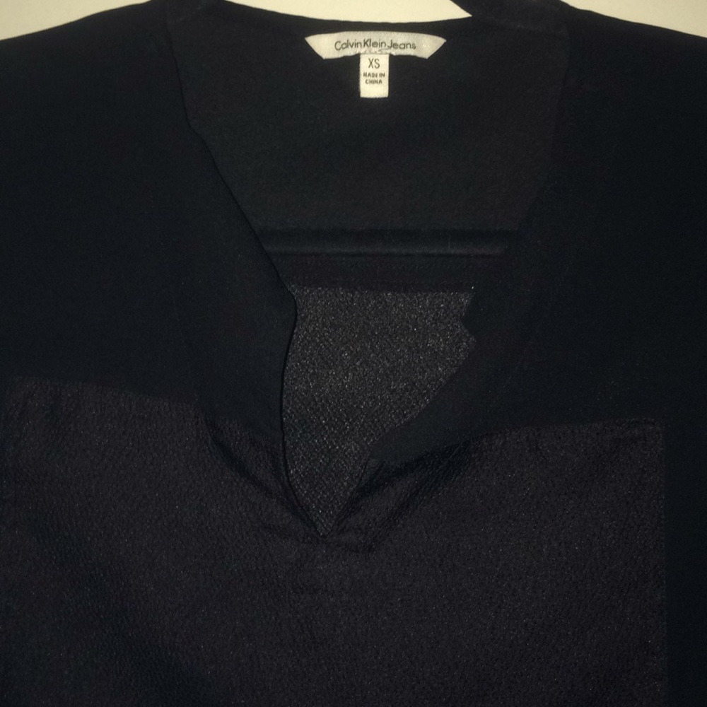 Black Calvin Klein tunic with sheer paneling XS